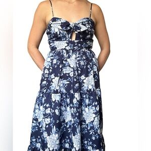 Trixxi Navy Floral Maxi Dress